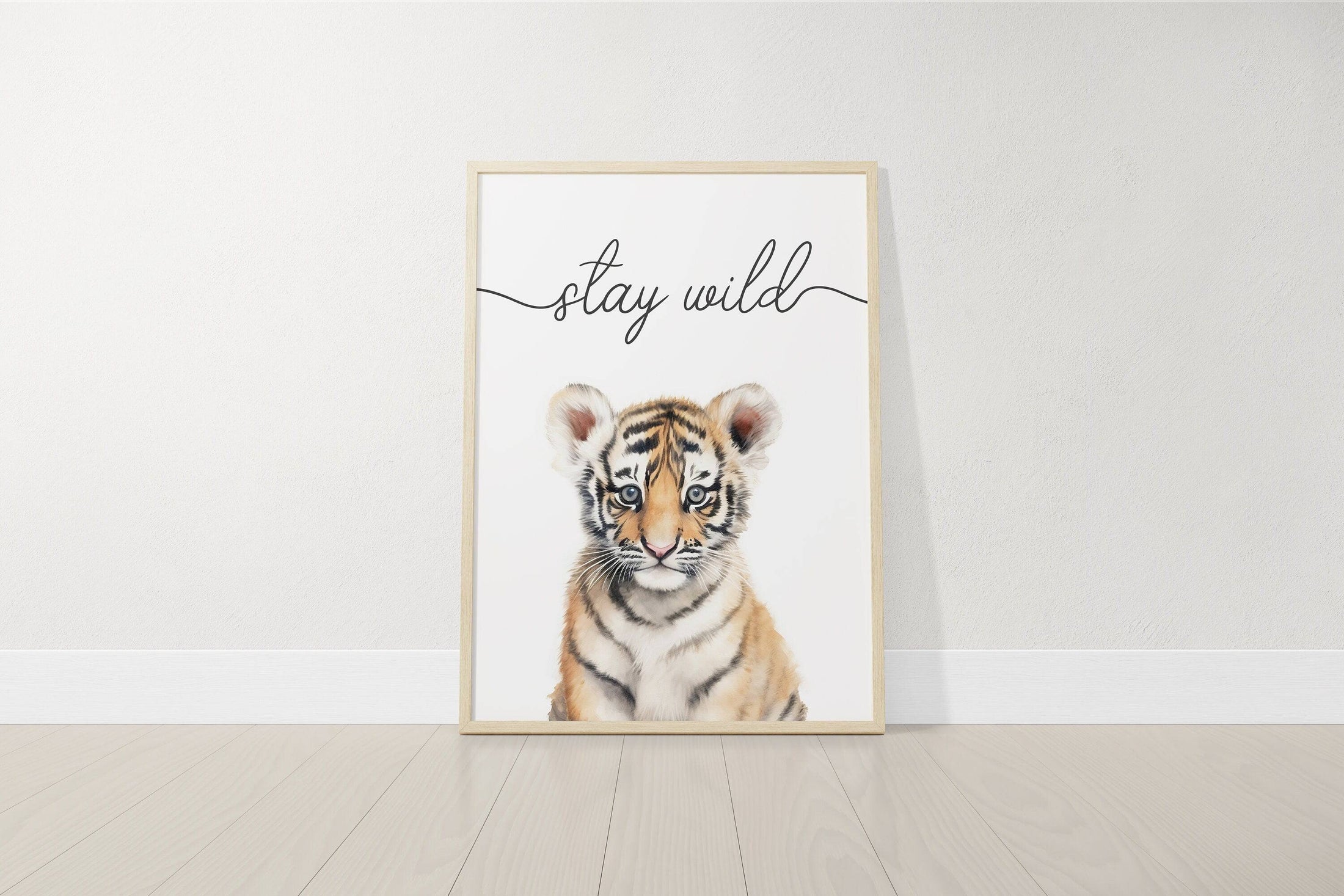 Safari Animal Watercolour Nursery Prints | Set of 6 | Neutral Wall Art for Baby's Room - RoseRowanDesign