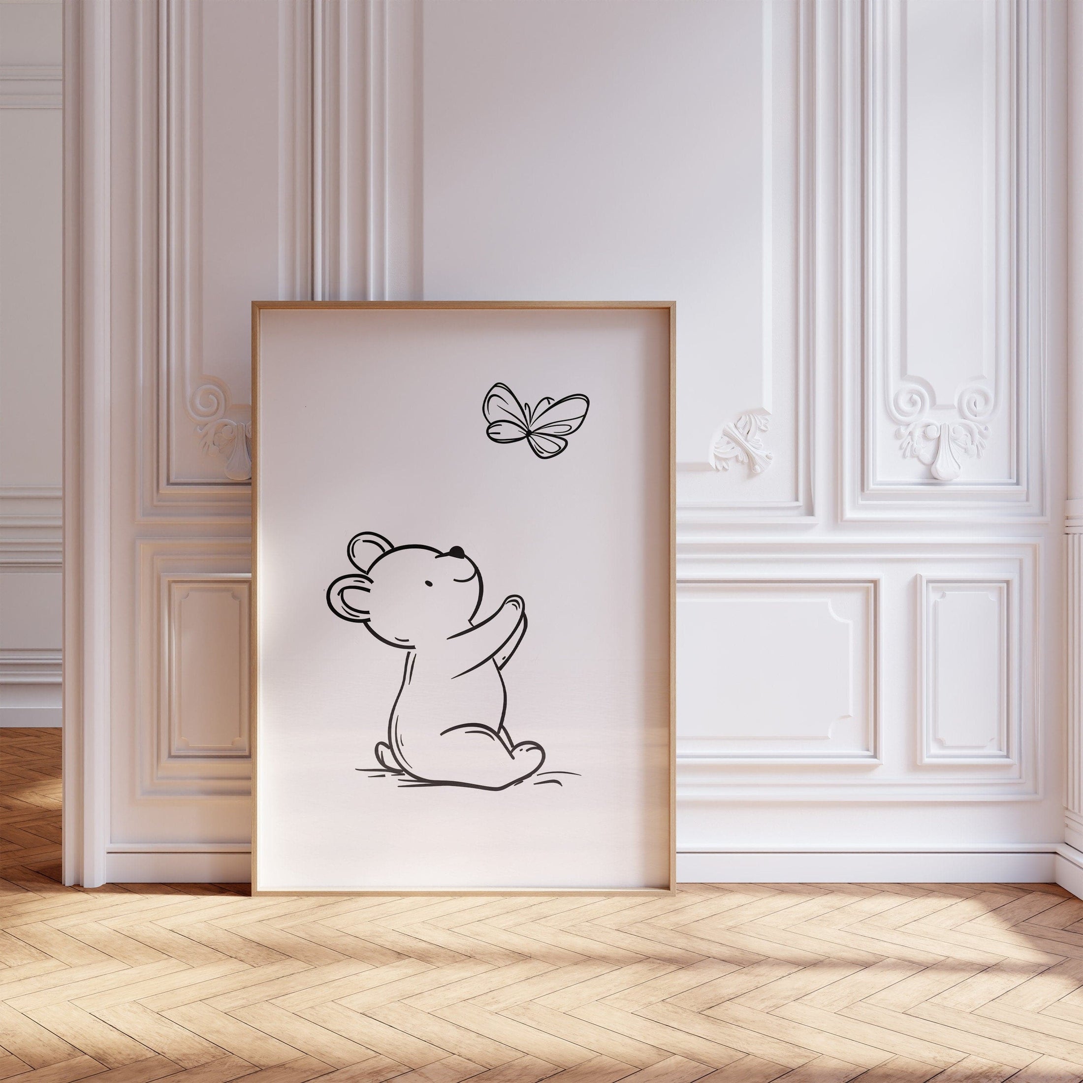 Set of 3 Bear Line Art Prints for Nursery, Teddy Pictures for Babies Bedroom, Black and White Kids Room Decor, Gender Neutral Playroom - RoseRowanDesign