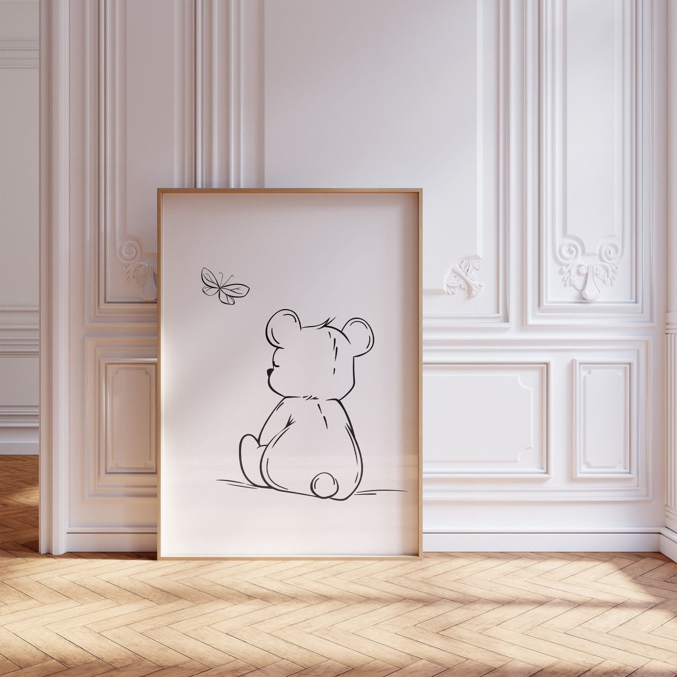 Set of 3 Bear Line Art Prints for Nursery, Teddy Pictures for Babies Bedroom, Black and White Kids Room Decor, Gender Neutral Playroom - RoseRowanDesign