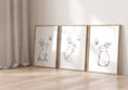 Load image into Gallery viewer, Set of 3 Bunny Line Art Prints for Nursery, Rabbit Pictures for Babies Bedroom, Black and White Kids Room Decor, Gender Neutral Playroom - RoseRowanDesign
