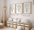 Load image into Gallery viewer, Set of 3 Hot Air Balloon Prints for Nursery | Green | Bunny, Goose, Bear - RoseRowanDesign
