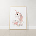 Load image into Gallery viewer, Set of 3 Pink Boho Unicorn Nursery Prints | Dream Catcher Wall Art - RoseRowanDesign
