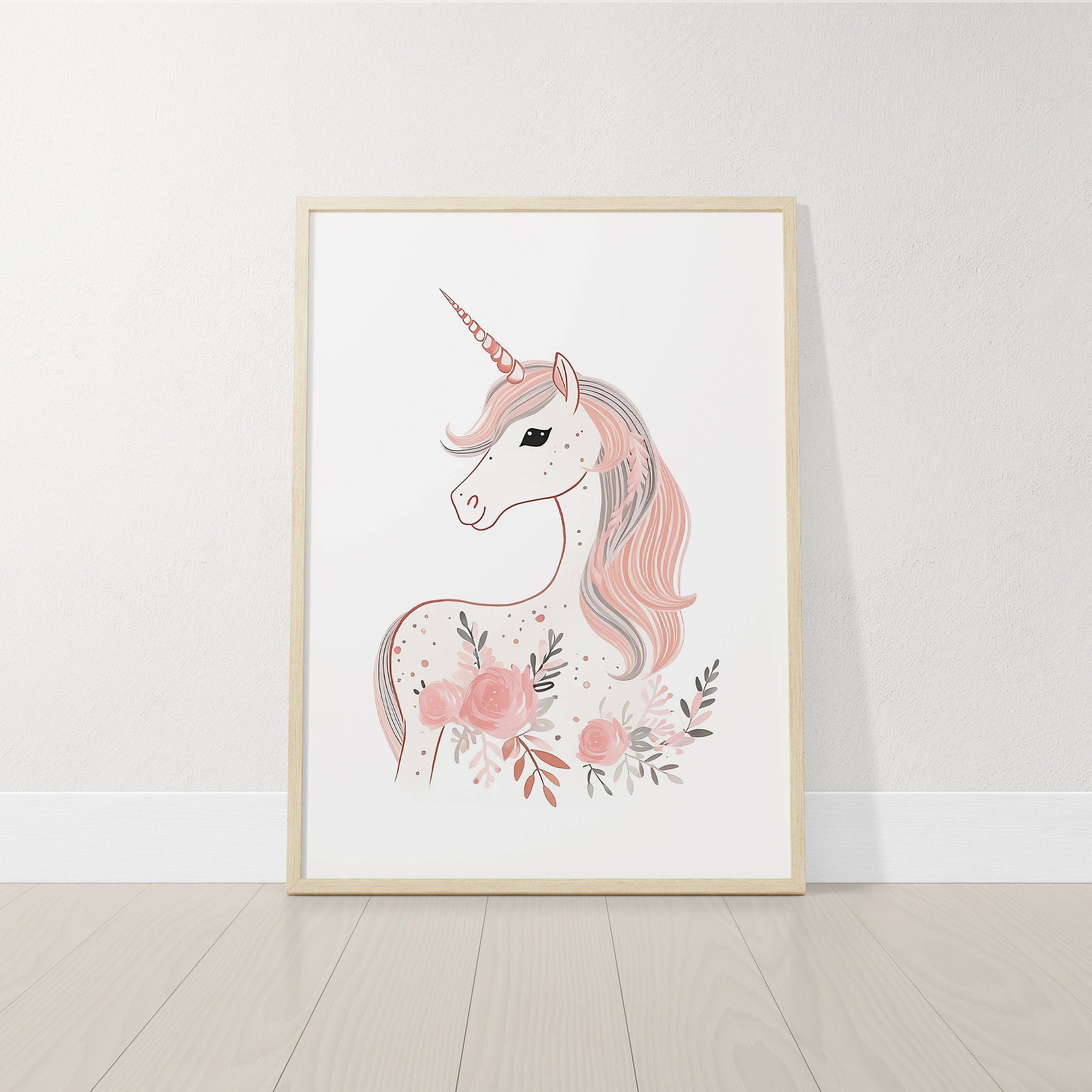 Set of 3 Pink Boho Unicorn Nursery Prints | Dream Catcher Wall Art - RoseRowanDesign