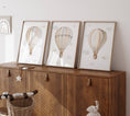 Load image into Gallery viewer, Set of 3 Teddy Bear Hot Air Balloon Prints for Nursery, Kids Bedroom or Playroom - Gender Neutral Decor for Babies Room - Beige Toddler Art - RoseRowanDesign
