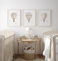 Load image into Gallery viewer, Set of 3 Teddy Bear Hot Air Balloon Prints for Nursery, Kids Bedroom or Playroom - Gender Neutral Decor for Babies Room - Beige Toddler Art - RoseRowanDesign
