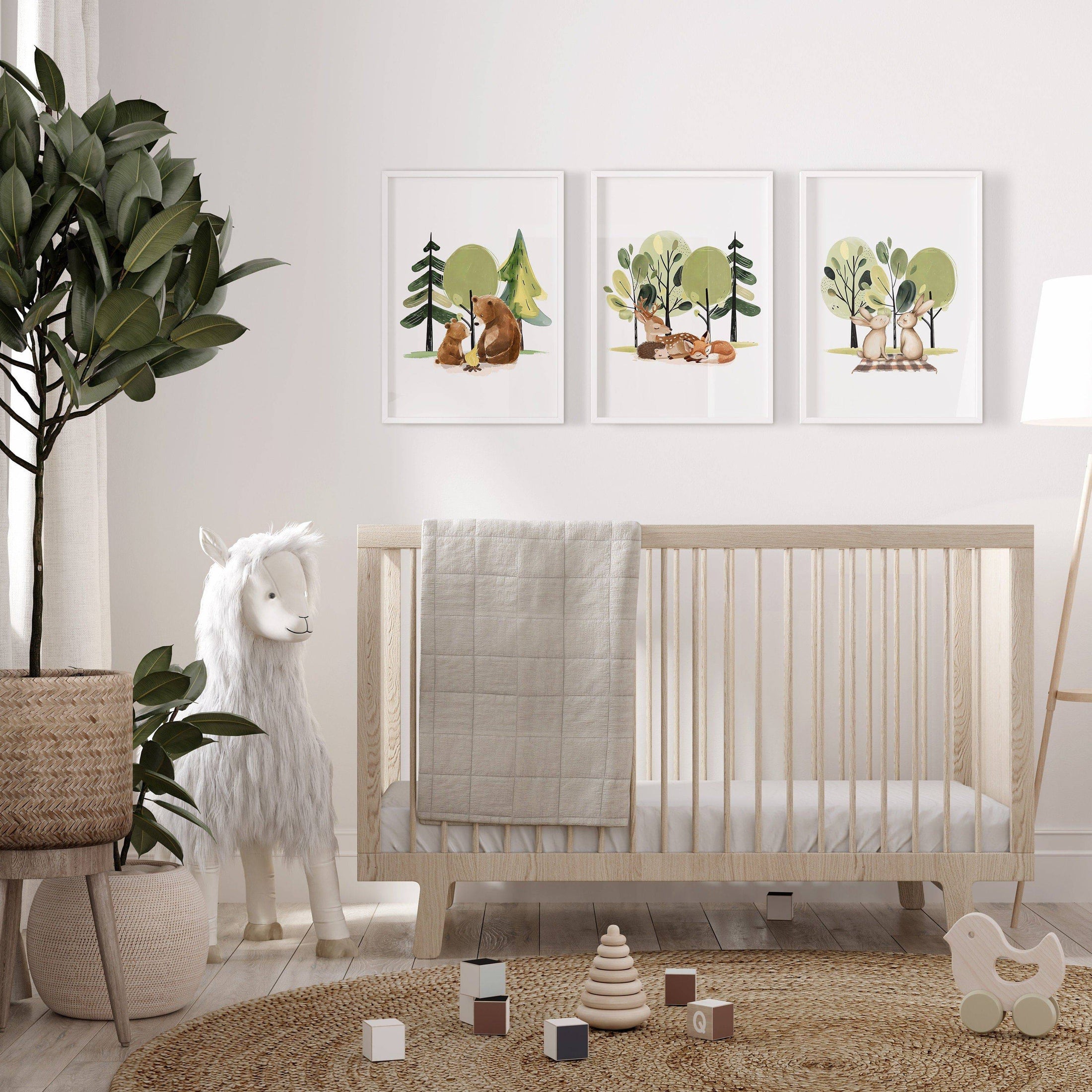 Set of 3 Woodland Animal Prints | Nursery, Bedroom & Playroom Decor | Scandi Boho Wall Art - RoseRowanDesign