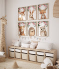 Load image into Gallery viewer, Set of 6 Woodland Animal Nursery Prints | Pink Forest Decor | Kids Wall Art Posters - RoseRowanDesign
