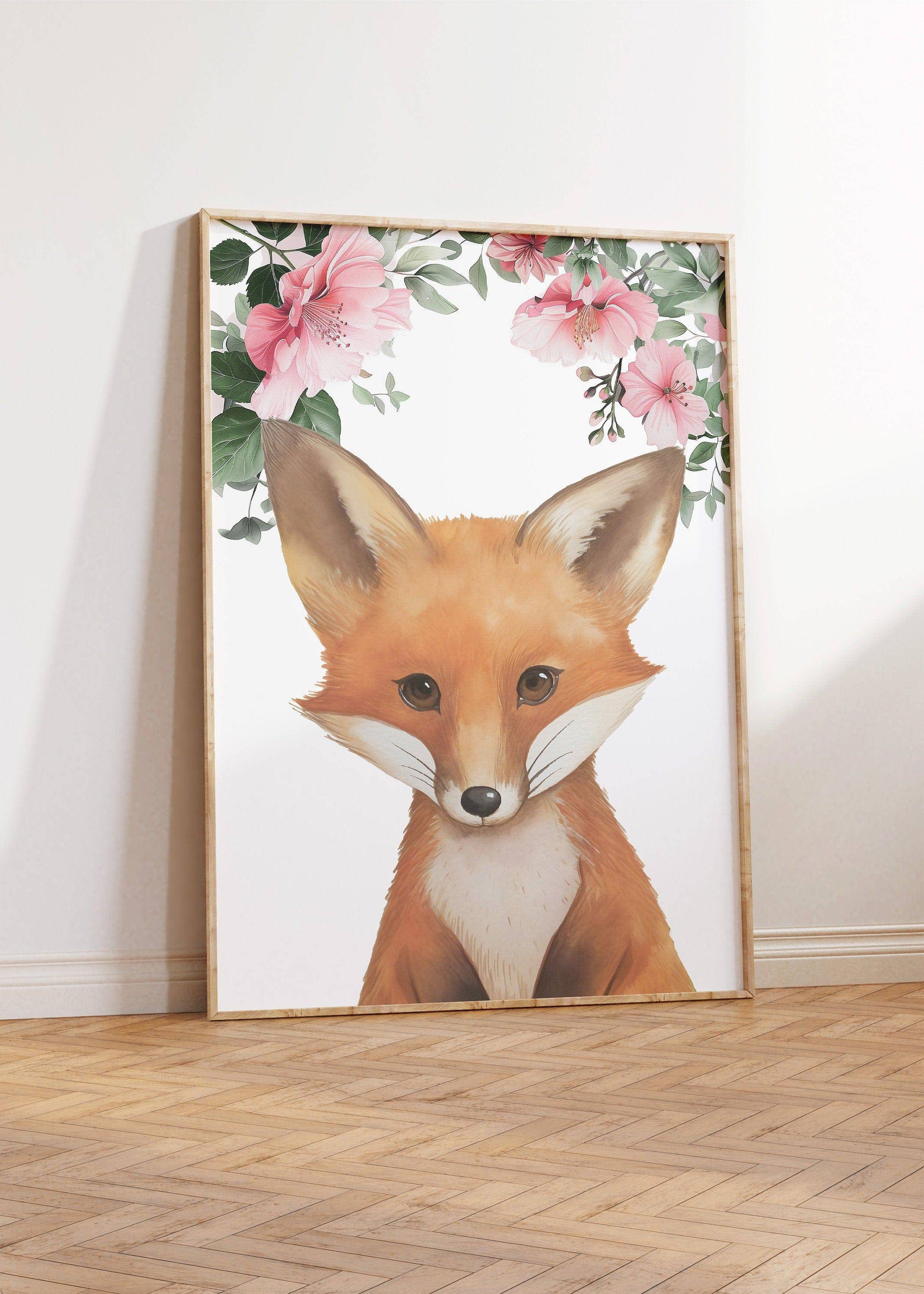 Set of 6 Woodland Animal Nursery Prints | Pink Forest Decor | Kids Wall Art Posters - RoseRowanDesign