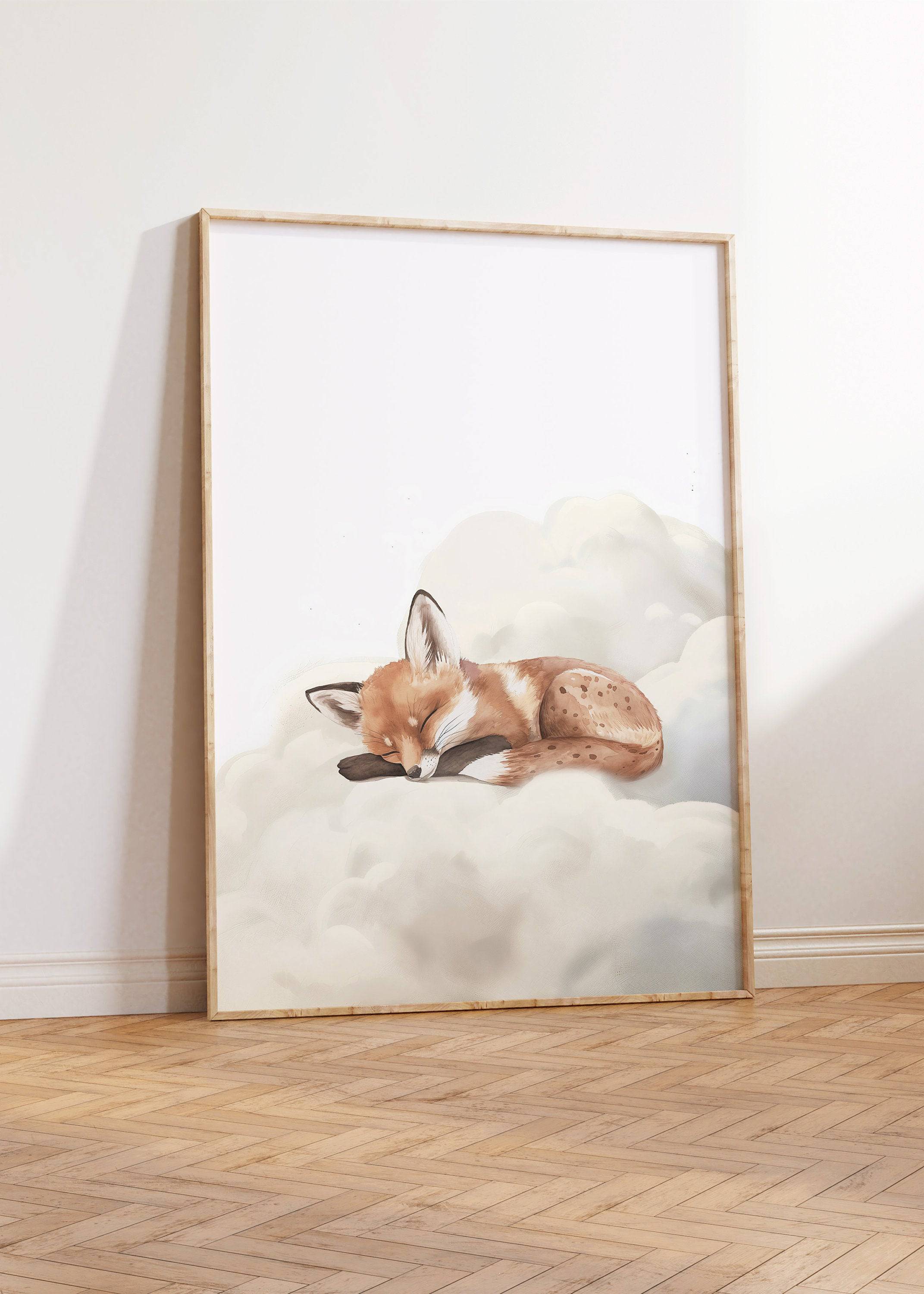 Sleeping Animals Nursery Wall Prints | Set of 3 | Bunny, Fox & Deer for Gender-Neutral Baby Room - RoseRowanDesign