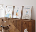 Load image into Gallery viewer, Space Nursery Prints | Set of 3 | Astronaut & Rocket Wall Art for Boys' Room or Playroom - RoseRowanDesign
