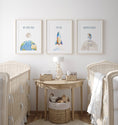 Load image into Gallery viewer, Space Nursery Prints | Set of 3 | Astronaut & Rocket Wall Art for Boys' Room or Playroom - RoseRowanDesign
