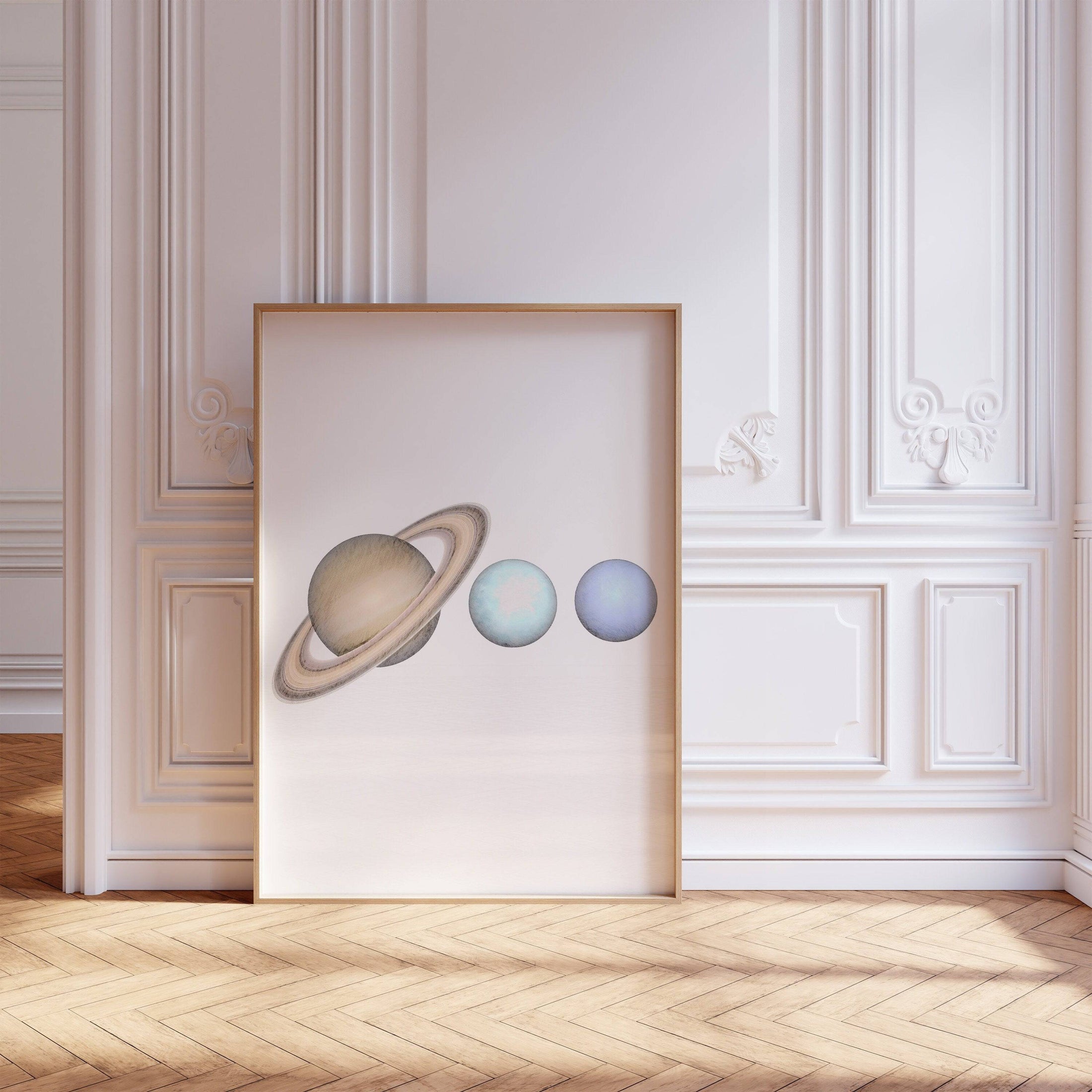 Space Nursery Prints | Set of 3 | Solar System & Astronaut Wall Art for Toddler Boy's Room - RoseRowanDesign