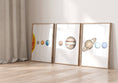 Load image into Gallery viewer, Space Nursery Prints | Set of 3 | Solar System & Astronaut Wall Art for Toddler Boy's Room - RoseRowanDesign
