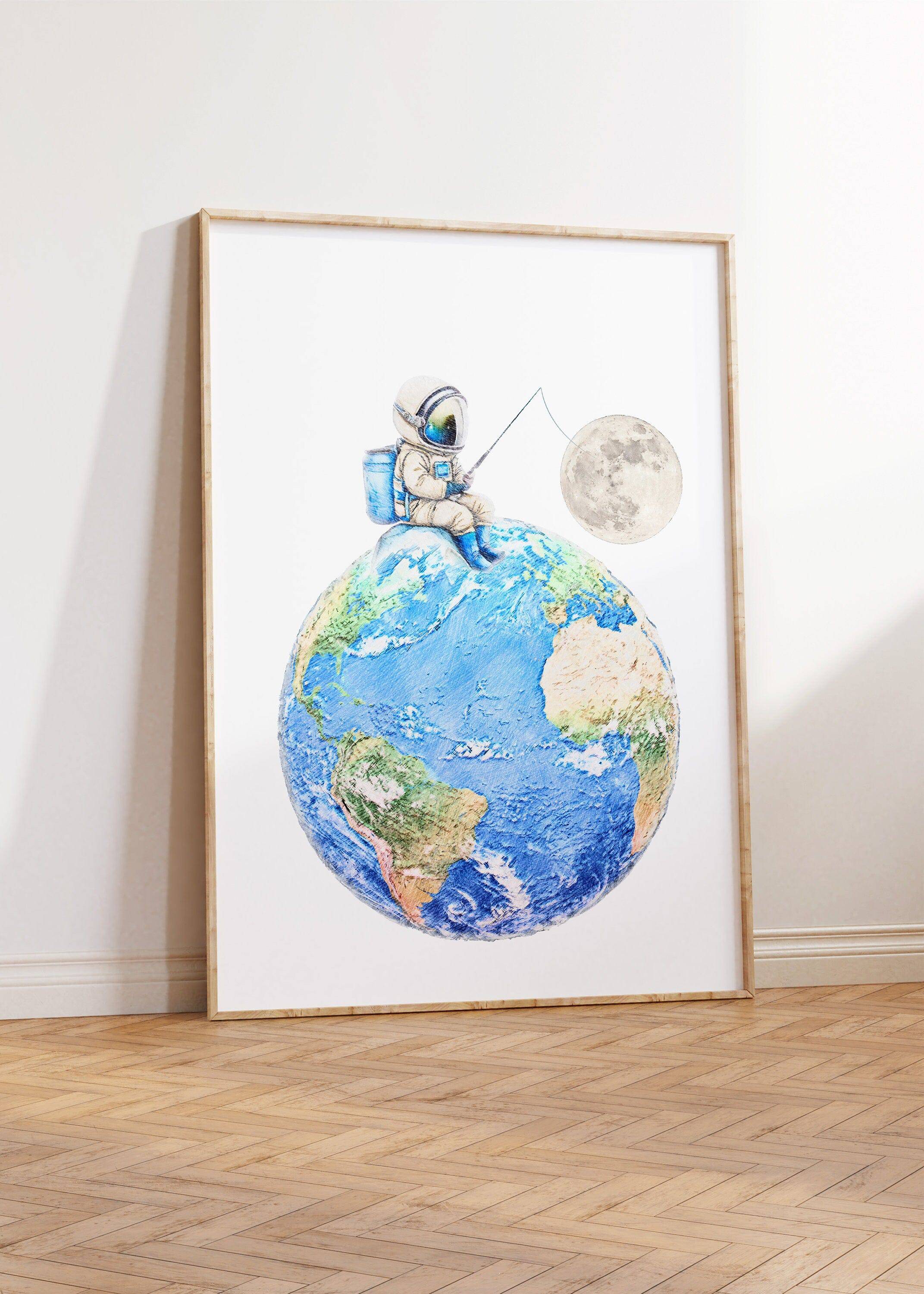 Space Nursery Prints | Set of 6 | Solar System & Astronaut Decor for Boys' Room - RoseRowanDesign