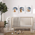 Load image into Gallery viewer, Teddy Bear Nursery Prints | Set of 3 | Boho Wall Art for Baby Boys' or Gender-Neutral Nursery - RoseRowanDesign
