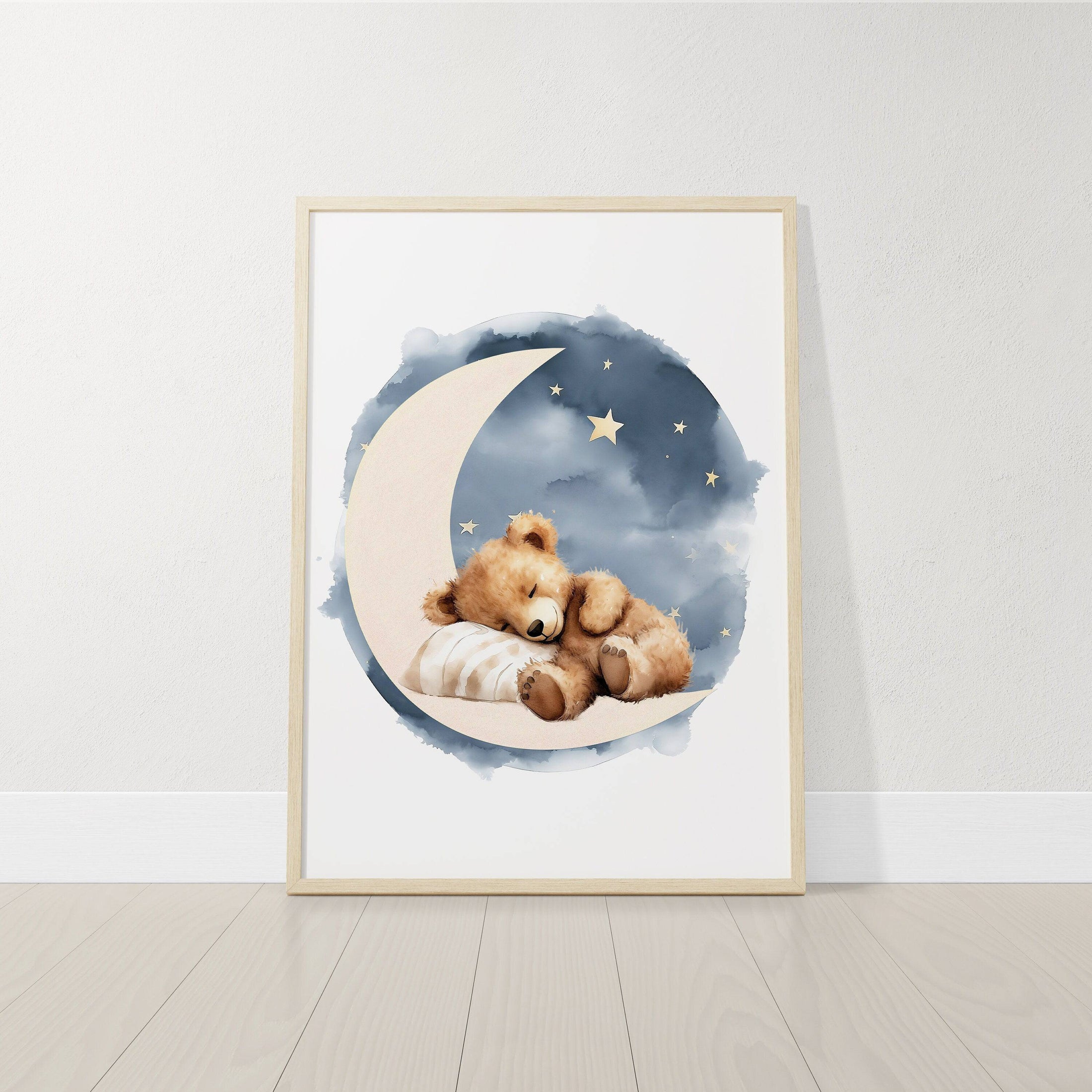 Teddy Bear Nursery Prints | Set of 3 | Boho Wall Art for Baby Boys' or Gender-Neutral Nursery - RoseRowanDesign