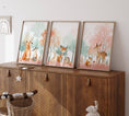 Load image into Gallery viewer, Woodland Animal Nursery Prints | Set of 3 | Blossom Tree & Pink Forest Decor for Girls' Room - RoseRowanDesign
