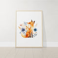 Load image into Gallery viewer, Woodland Animal Nursery Prints | Set of 3 | Floral Forest Decor for Baby Girl's Room - RoseRowanDesign

