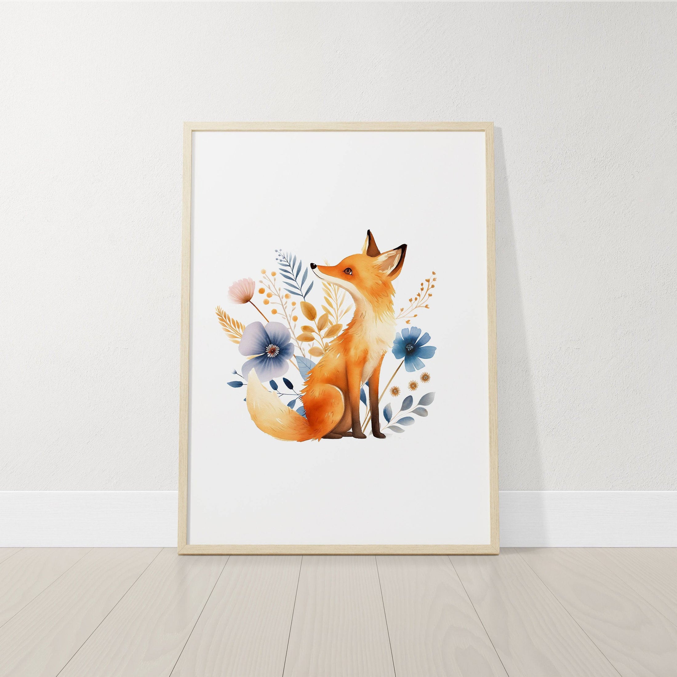Woodland Animal Nursery Prints | Set of 3 | Floral Forest Decor for Baby Girl's Room - RoseRowanDesign