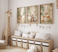 Load image into Gallery viewer, Woodland Animal Nursery Prints | Set of 3 | Neutral Beige & Green Scandi Forest Decor for Kids' Room - RoseRowanDesign
