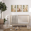 Load image into Gallery viewer, Woodland Animal Nursery Prints | Set of 3 | Neutral Beige & Green Scandi Forest Decor for Kids' Room - RoseRowanDesign
