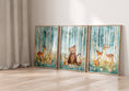 Load image into Gallery viewer, Woodland Animal Nursery Prints | Set of 3 | Teal Forest Scandi & Boho Decor for Kids' Room - RoseRowanDesign
