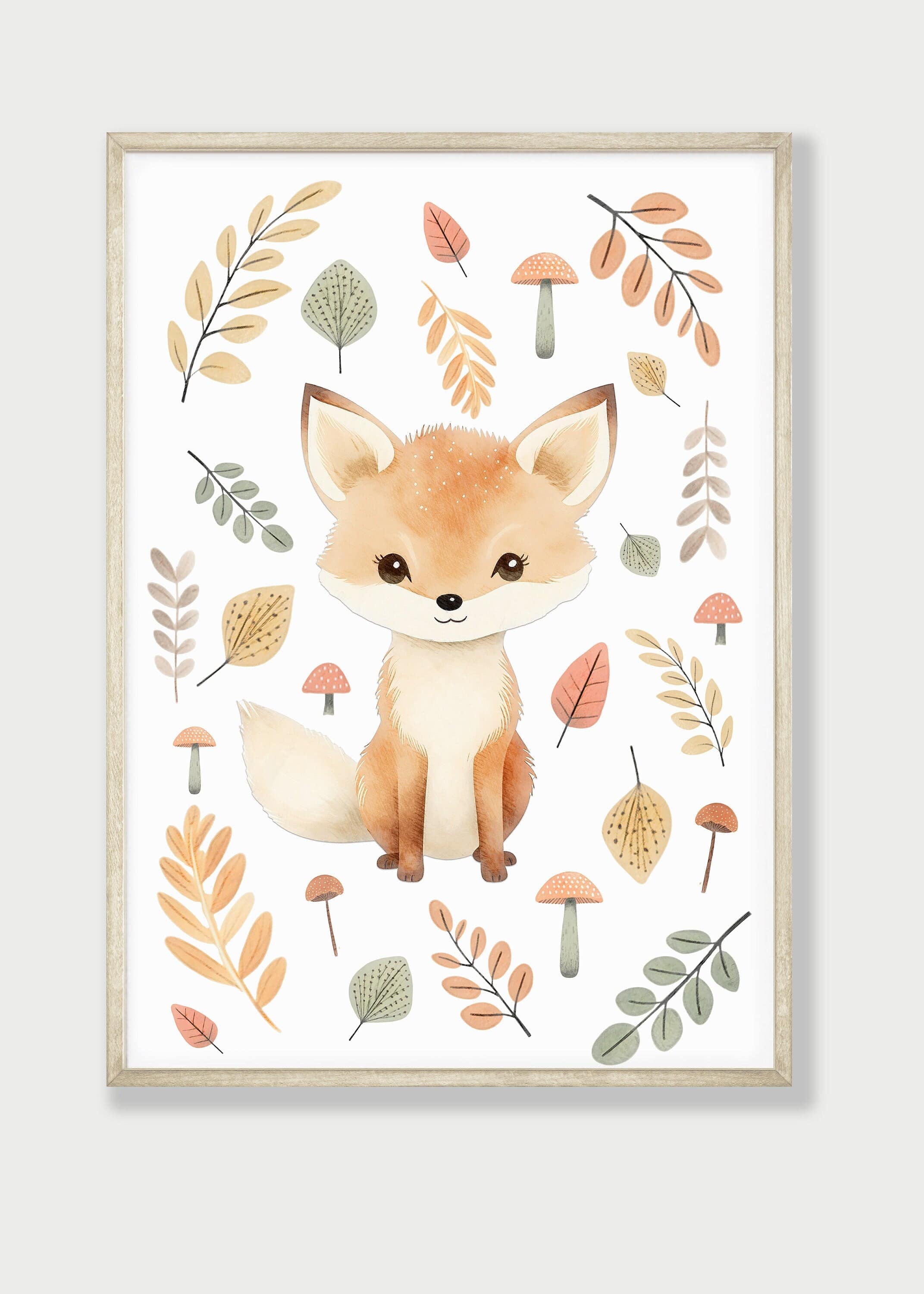 Woodland Animal Nursery Wall Prints | Set of 3 | Neutral Forest & Botanical Decor for Baby's Room - RoseRowanDesign
