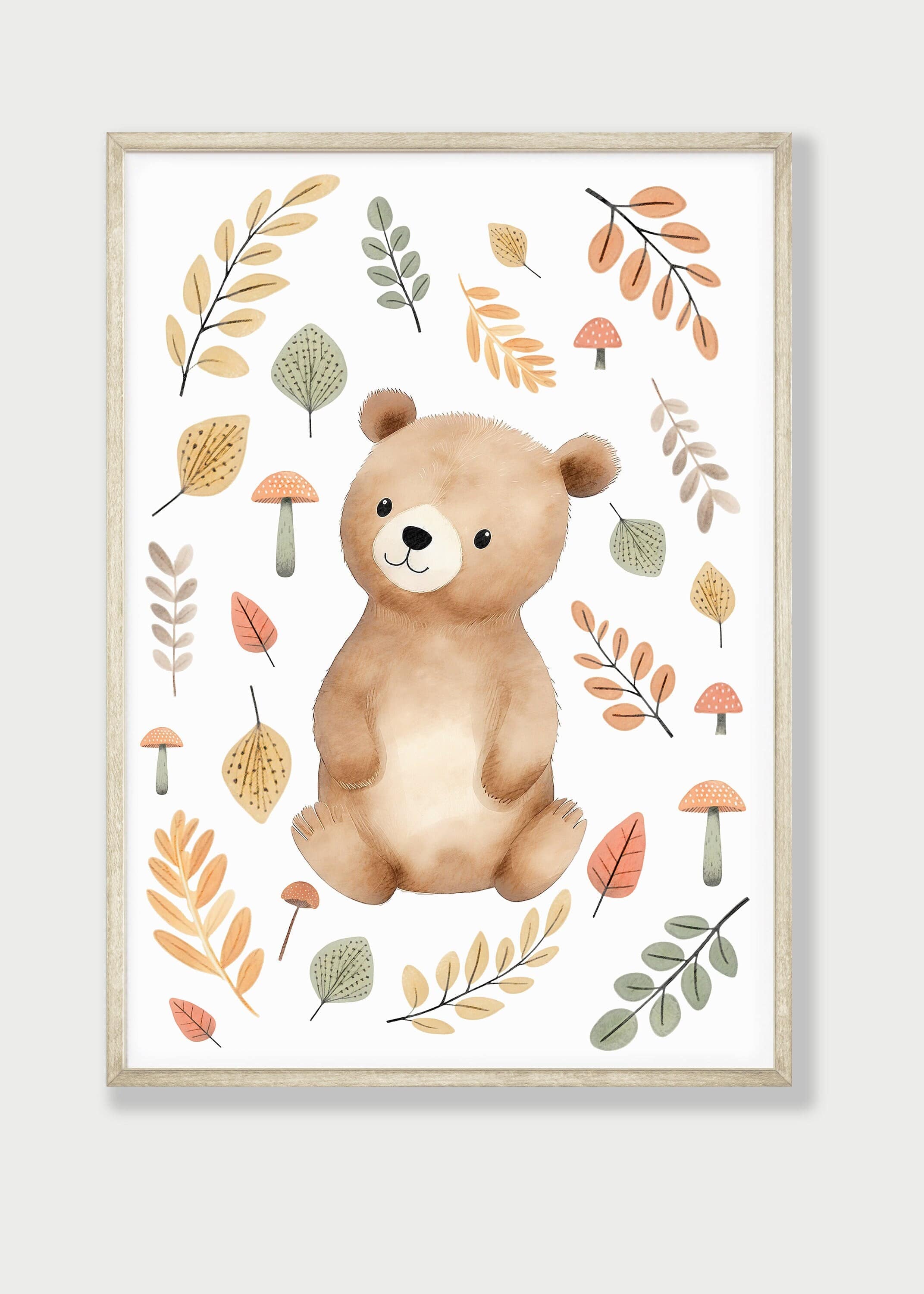 Woodland Animal Nursery Wall Prints | Set of 3 | Neutral Forest & Botanical Decor for Baby's Room - RoseRowanDesign