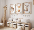 Load image into Gallery viewer, Woodland Animal Nursery Wall Prints | Set of 3 | Neutral Forest Decor for Baby's Room - RoseRowanDesign
