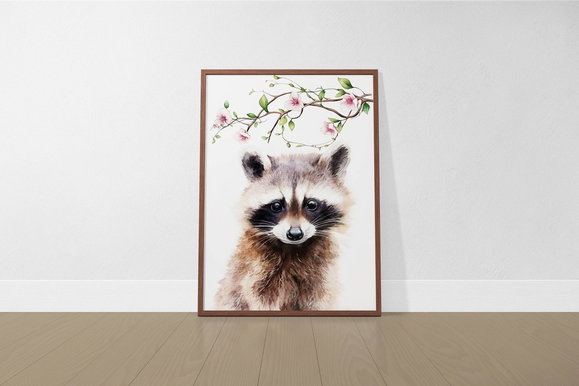Woodland Animal Nursery Wall Prints | Set of 3 | Pink Blossom Forest Decor for Baby Girl's Room - RoseRowanDesign