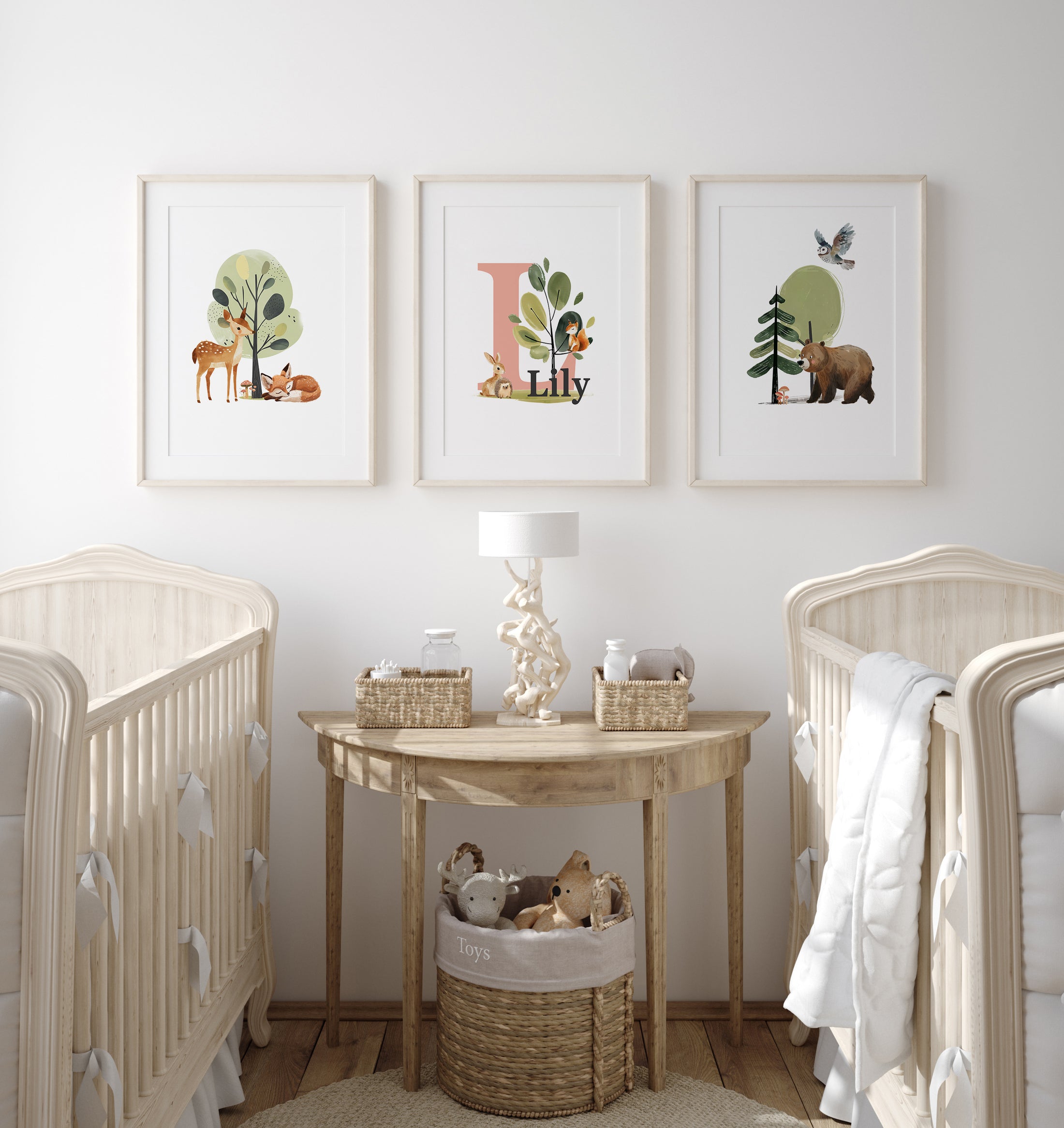 Woodland  Nursery Prints | Set of 3 | Personalised Wall Art for Childs' Room - RoseRowanDesign