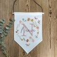 Load image into Gallery viewer, Personalised Wildflower Name Pennant | Kids Room Banner & Nursery Wall Flag - RoseRowanDesign
