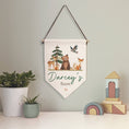 Load image into Gallery viewer, Personalised Woodland Animals Name Pennant | Kids Room Banner & Nursery Wall Sign - RoseRowanDesign
