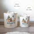 Load image into Gallery viewer, Woodland Animal Themed Personalised Toy Trug for Kids Room or Nursery - RoseRowanDesign
