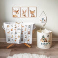 Load image into Gallery viewer, Woodland Animal Themed Personalised Toy Trug for Kids Room or Nursery - RoseRowanDesign
