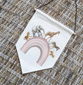 Load image into Gallery viewer, Safari Animal Rainbow Pennant Wall Flag | Kids Room Banner - RoseRowanDesign
