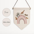 Load image into Gallery viewer, Safari Animal Rainbow Pennant Wall Flag | Kids Room Banner - RoseRowanDesign
