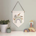 Load image into Gallery viewer, Safari Animal Rainbow Pennant Wall Flag | Kids Room Banner - RoseRowanDesign
