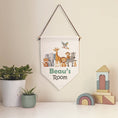 Load image into Gallery viewer, Personalised Safari Animal Name Pennant Wall Flag | Kids Room Decor & Door Hanger - RoseRowanDesign
