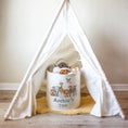 Load image into Gallery viewer, Safari Animal Themed Personalised Toy Trug for Kids Room or Nursery - RoseRowanDesign
