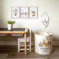 Load image into Gallery viewer, Safari Animal Themed Personalised Toy Trug for Kids Room or Nursery - RoseRowanDesign
