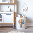 Load image into Gallery viewer, Hot Air Balloon & Safari Animal Themed Personalised Toy Trug for Kids Room or Nursery - RoseRowanDesign
