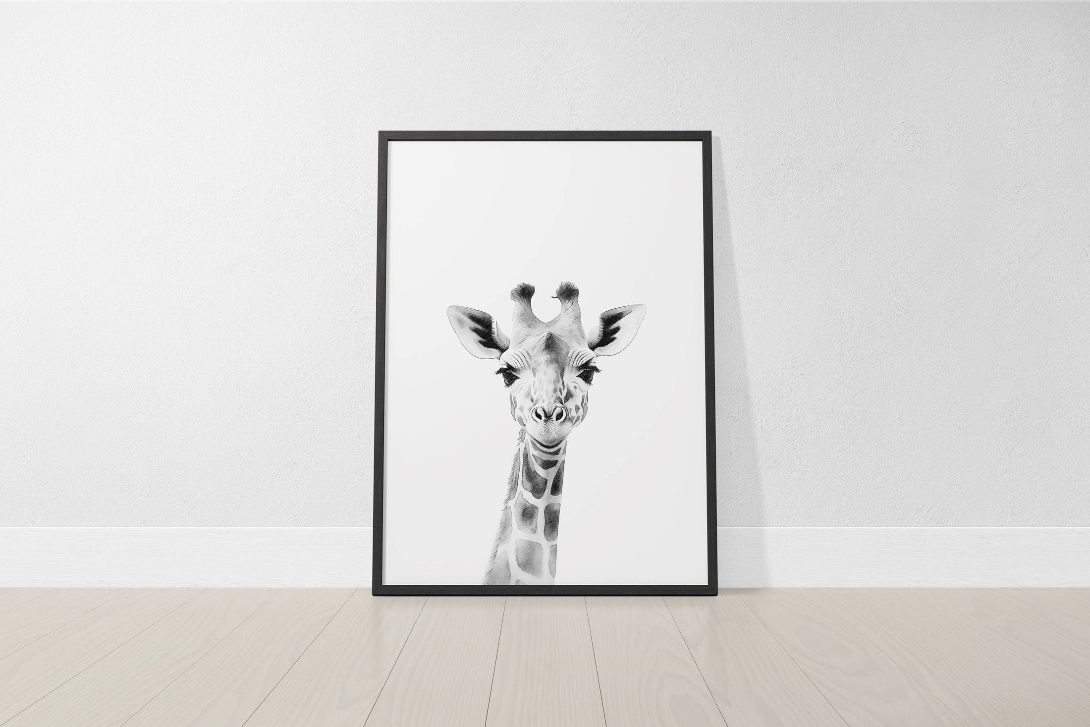 Black and White Safari Animal Wall Art | Set of 3 Monochrome Prints - RoseRowanDesign