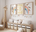 Load image into Gallery viewer, Personalised Rainbow & Safari Animal Wall Art | Solid Colour Rainbow | Set of 3 Nursery Prints - RoseRowanDesign
