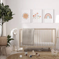 Load image into Gallery viewer, Boho Nursery Prints | Set of 3 Rainbow & Wildflower Art for Baby Girls' Bedroom - RoseRowanDesign
