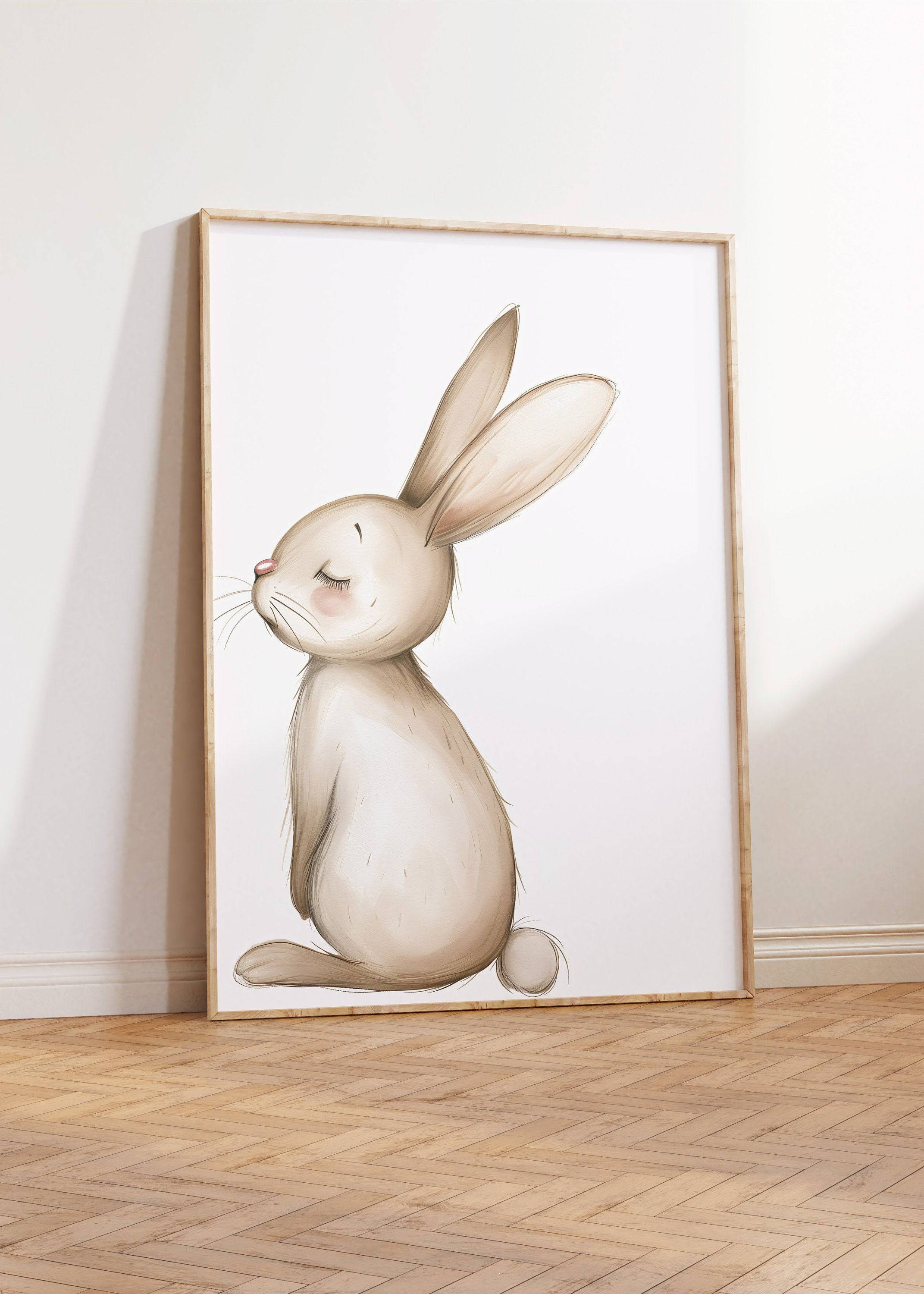 Bunny Prints for Nursery | Set of 2 Rabbit Wall Art | Gender Neutral Kids Room Decor - RoseRowanDesign
