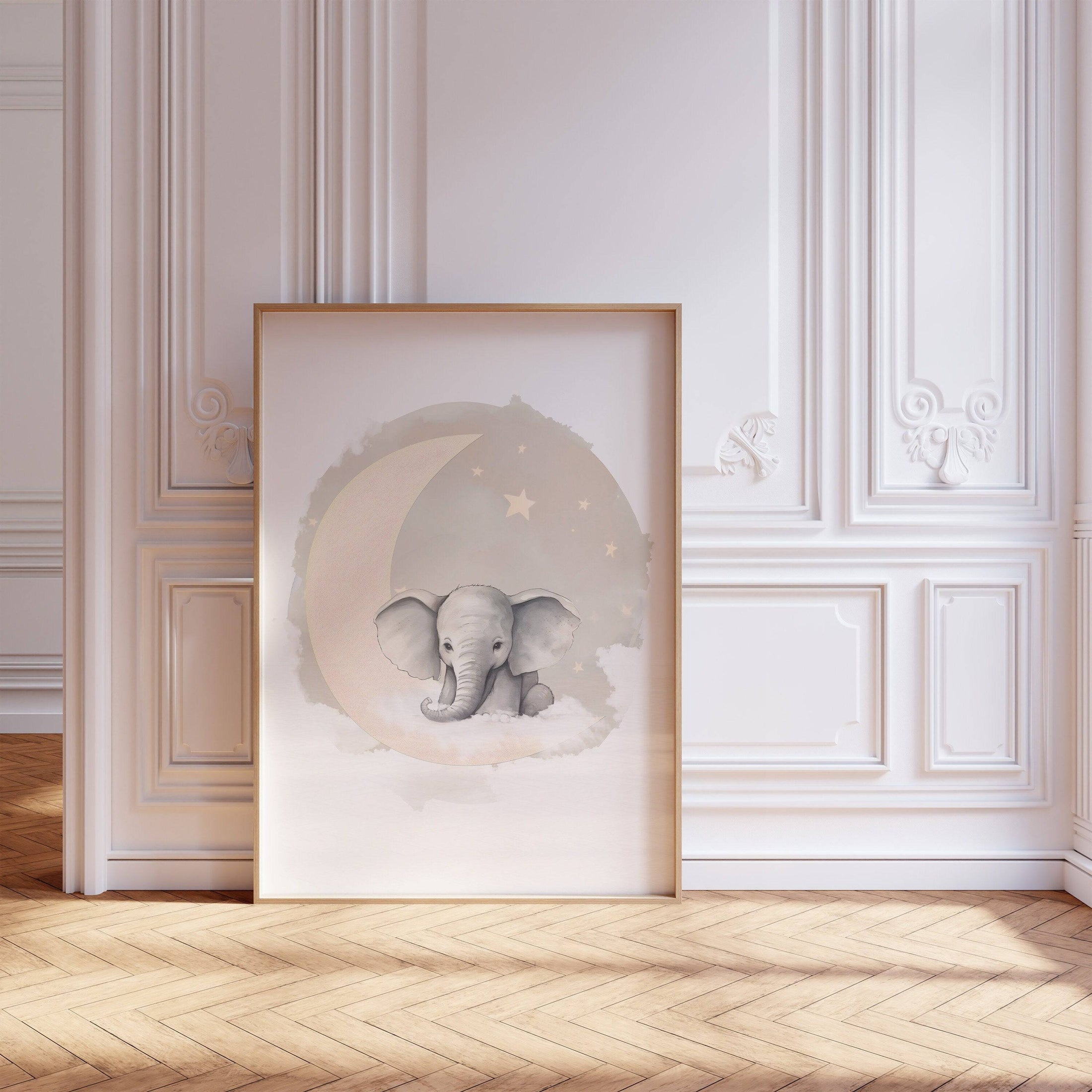 Elephant Theme Kids Wall Art | Beige | Set of 3 Nursery Prints - RoseRowanDesign