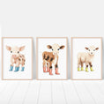 Load image into Gallery viewer, Farm Animal Nursery Prints | Set of 3 Farm Theme Wall Art for Babies Room & Playroom - RoseRowanDesign
