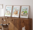 Load image into Gallery viewer, Farm Animal Nursery Wall Art | Set of 3 Farm Prints | Barnyard Theme Decor for Boys Room - RoseRowanDesign
