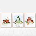 Load image into Gallery viewer, Personalised Farm Nursery Prints | Set of 3 Tractor Theme Wall Art | Unisex Barnyard Posters - RoseRowanDesign
